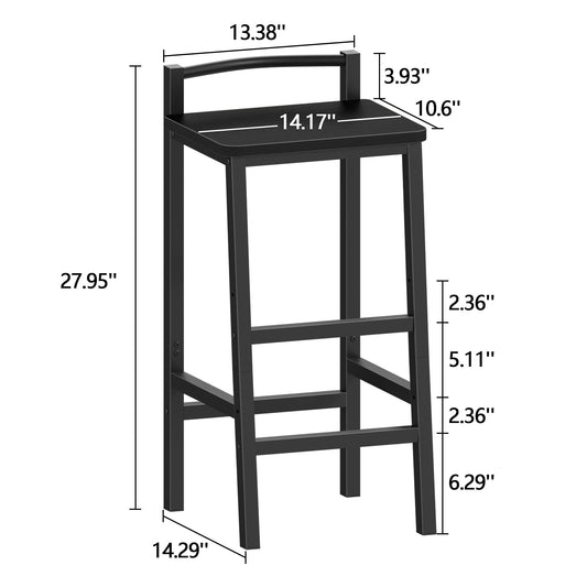 TYDIMOR Bar Stools, Set of 2 Bar Chairs, 24 Inch Saddle Stools, Kitchen Counter Stools with Footrests, Industrial Stools for Dining Room, Kitchen, Counter, Bar, Rustic Brown and Black