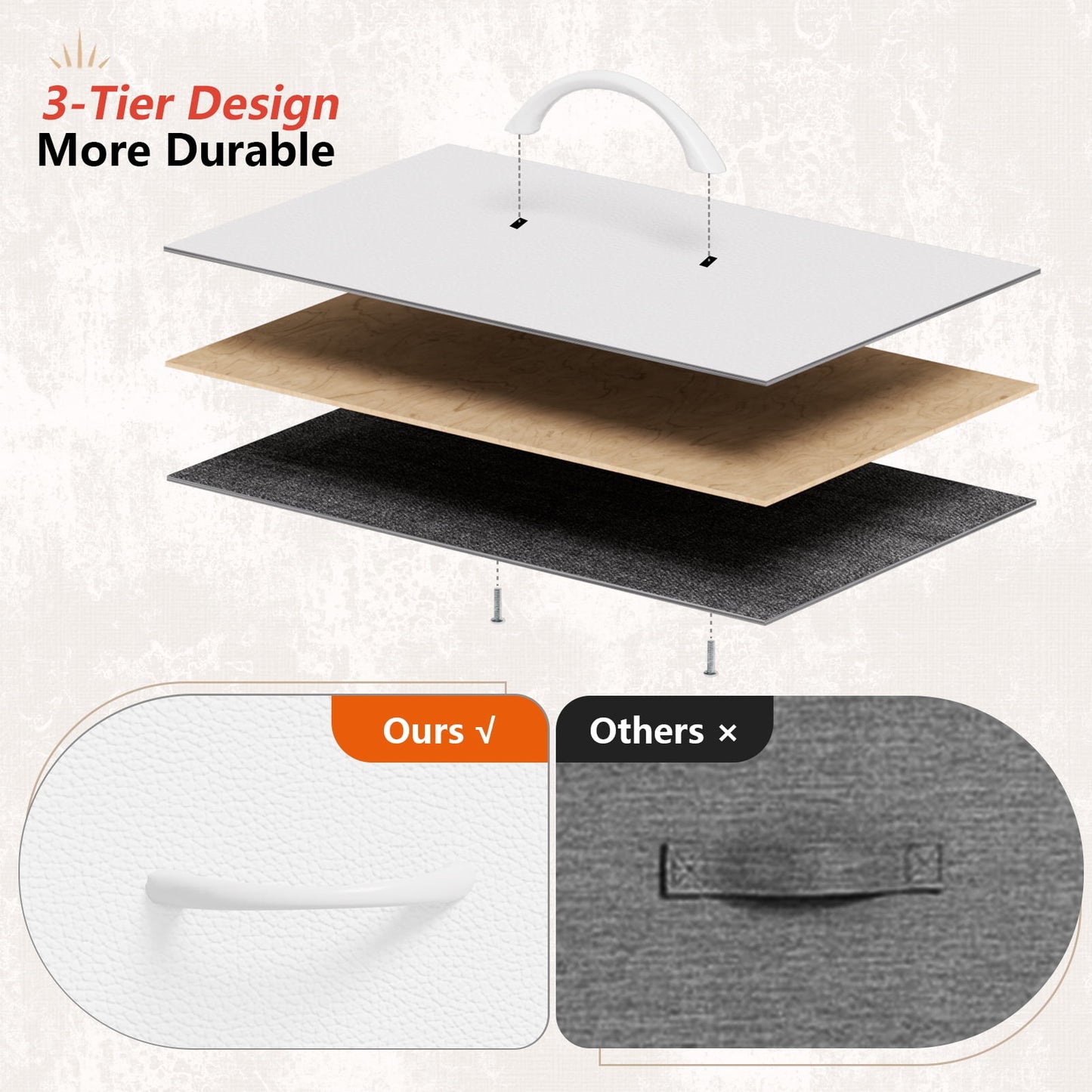 TYDIMOR 5 Drawer Fabric Dresser for Bedroom, White Chest for Closet & Living Room, Ideal for Adults