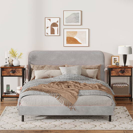 Satifur Set of 2 Nightstand with Charging Station for Bedroom,Side End Table with Outlets & USB Ports,Rustic Brown