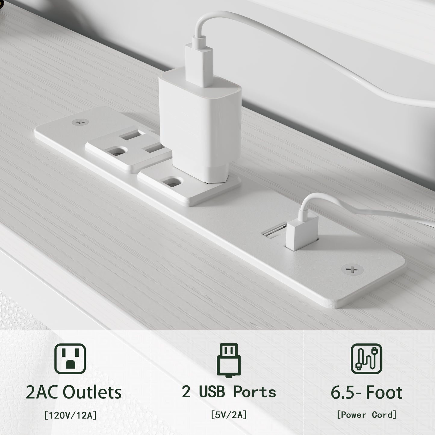 Satifur Full Bed Frames with LED Lights & Charging Station, Platform Bed with Metal Slats, Headboard with 2-Tier Storage Shelves, No Box Spring Needed, White