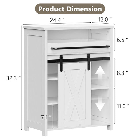 Satifur Farmhouse Storage Cabinet with Adjustable Shelves, Rustic Sideboard for Bathroom Kitchen Living Room
