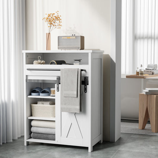 Satifur Farmhouse Storage Cabinet with Adjustable Shelves, Rustic Sideboard for Bathroom Kitchen Living Room