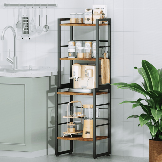 Satifur Industrial Stackable Kitchen Organizer,Rustic Storage Shelf for Kitchen, Pantry & More