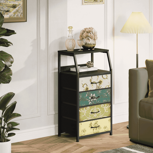 TYDIMOR Tall Nightstand,4 Drawer Dresser for Bedroom Storage,Side Table for All Ages
