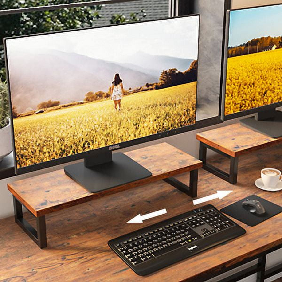 Furologee Computer Desk, Adult Collection L-Shaped MultiFuntional Rustic Desk, Rustic Brown