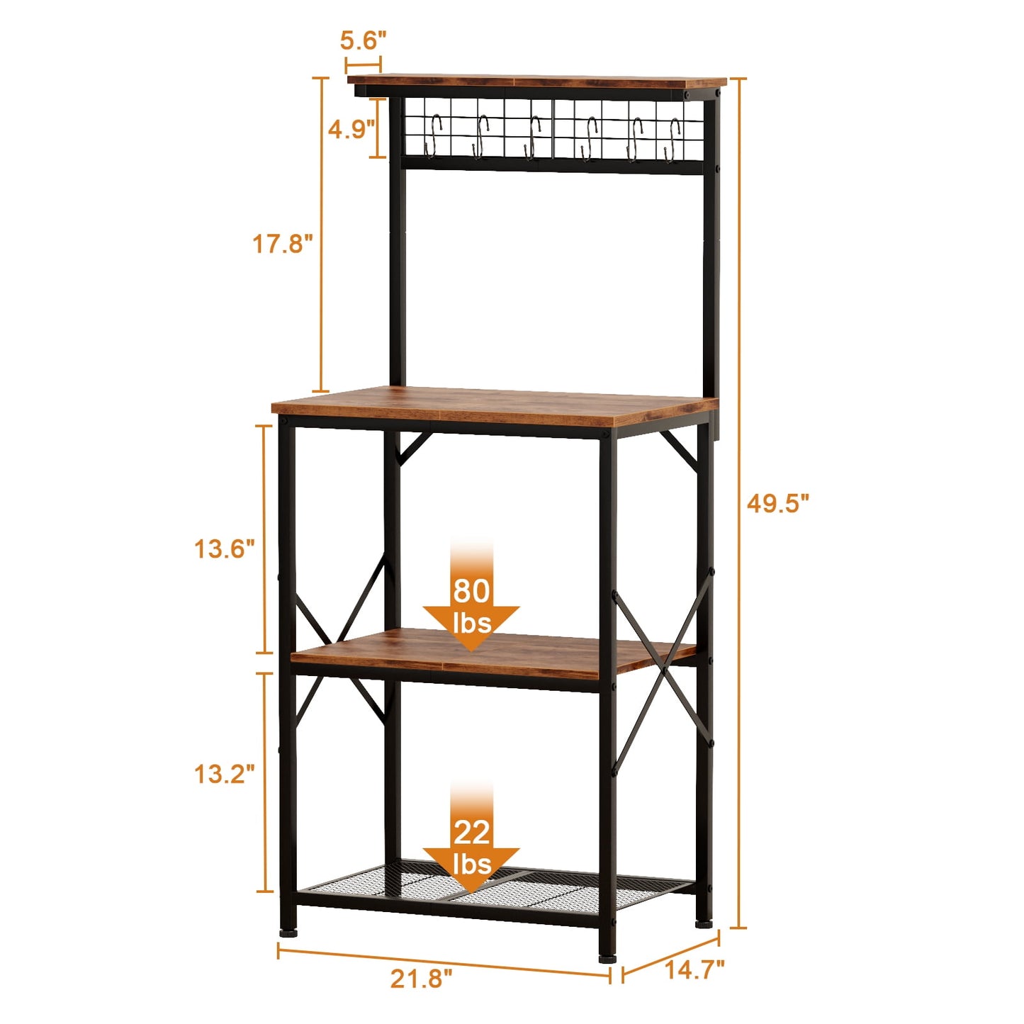 TYDIMOR Baker's Rack with Hutch, Microwave Stand Kitchen Organizer 4 Tier Storage Shelf for Kitchen Home Office
