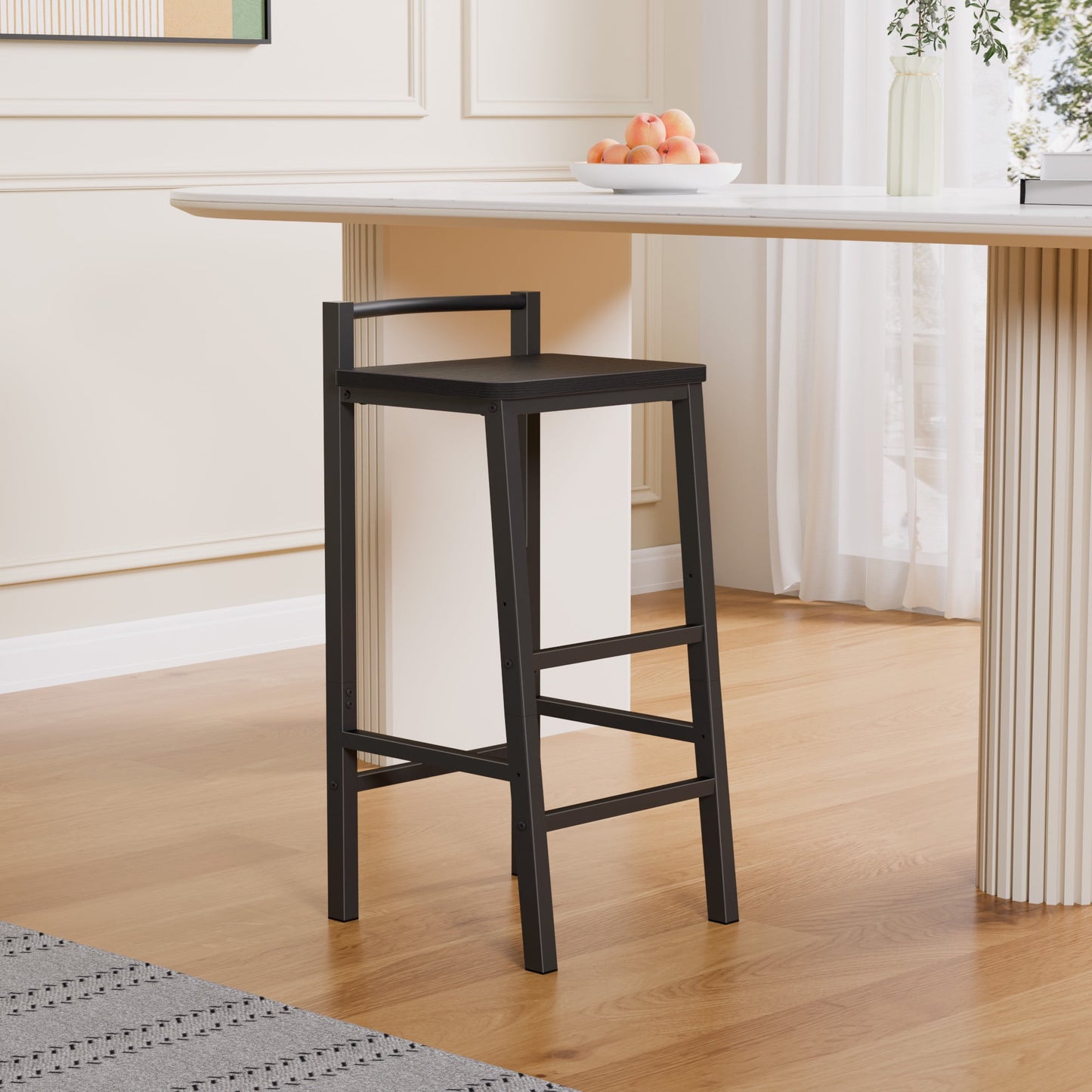 TYDIMOR Bar Stools, Set of 2 Bar Chairs, 24 Inch Saddle Stools, Kitchen Counter Stools with Footrests, Industrial Stools for Dining Room, Kitchen, Counter, Bar, Rustic Brown and Black