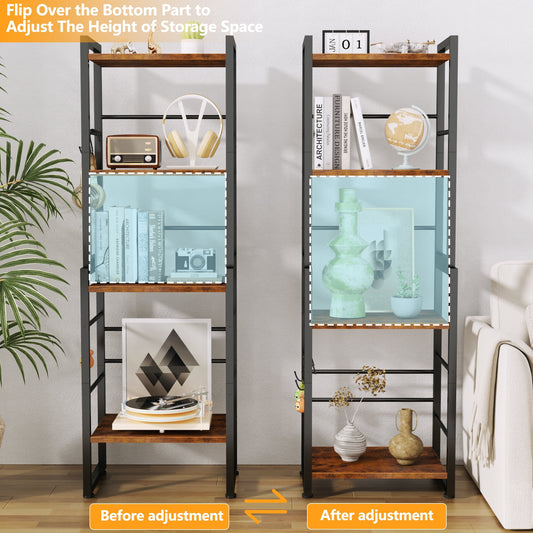 Satifur Industrial Stackable Kitchen Organizer,Rustic Storage Shelf for Kitchen, Pantry & More