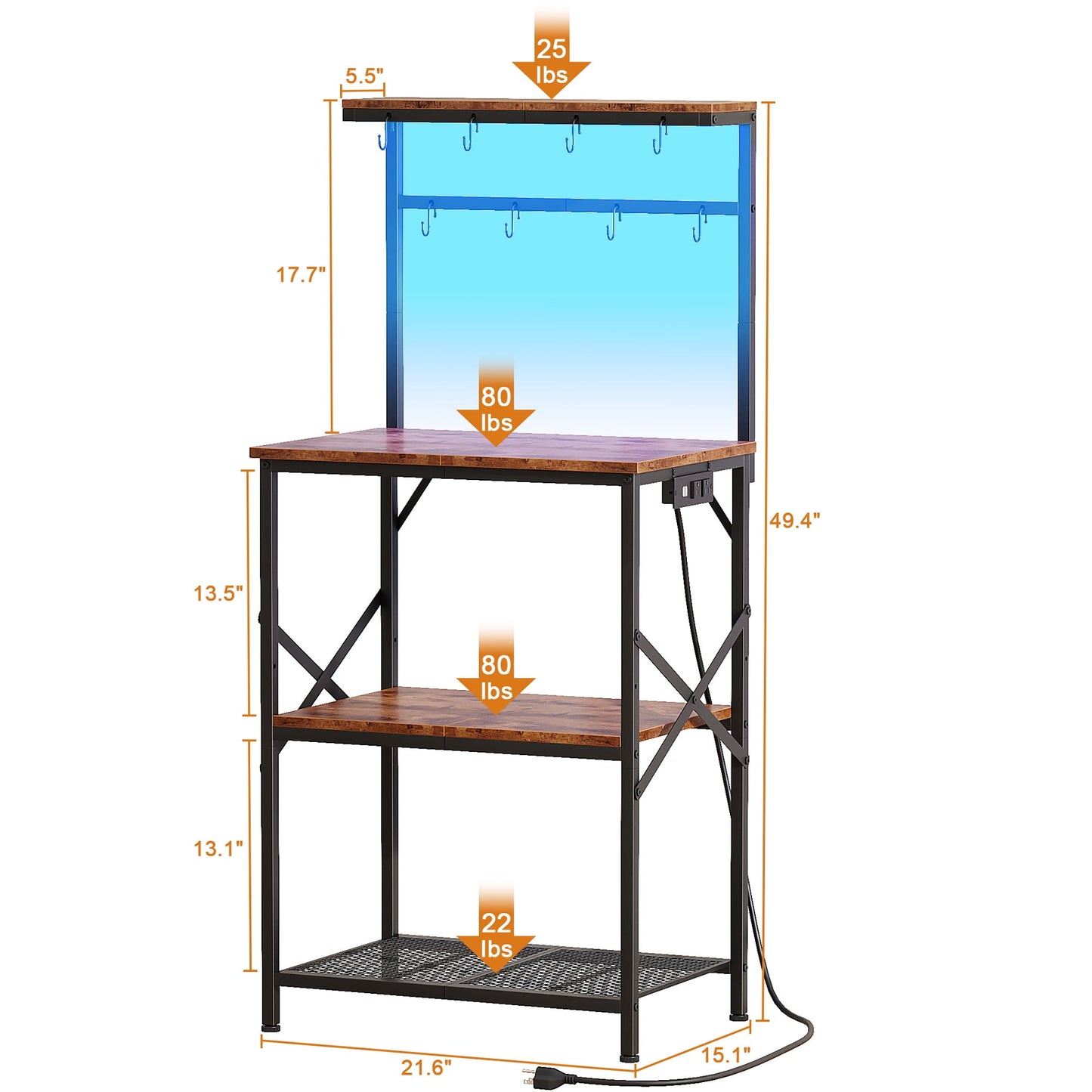 TYDIMOR Baker's Rack with Hutch, Microwave Stand Kitchen Organizer 4 Tier Storage Shelf for Kitchen Home Office