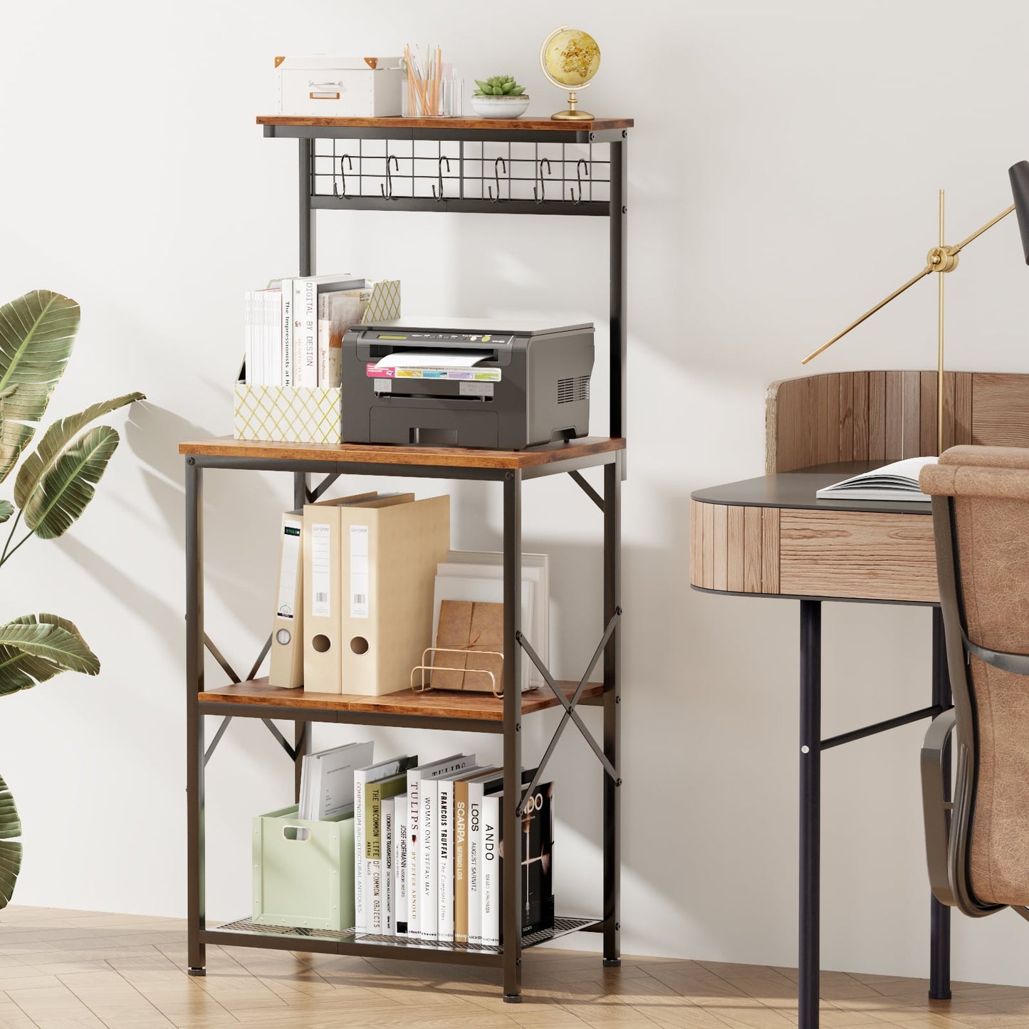 TYDIMOR Baker's Rack with Hutch, Microwave Stand Kitchen Organizer 4 Tier Storage Shelf for Kitchen Home Office