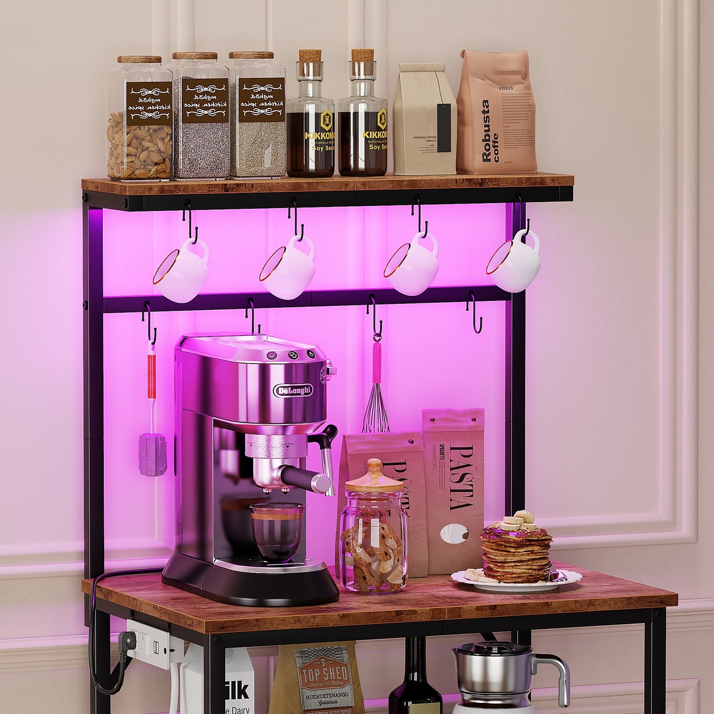 TYDIMOR Baker's Rack with Hutch, Microwave Stand Kitchen Organizer 4 Tier Storage Shelf for Kitchen Home Office