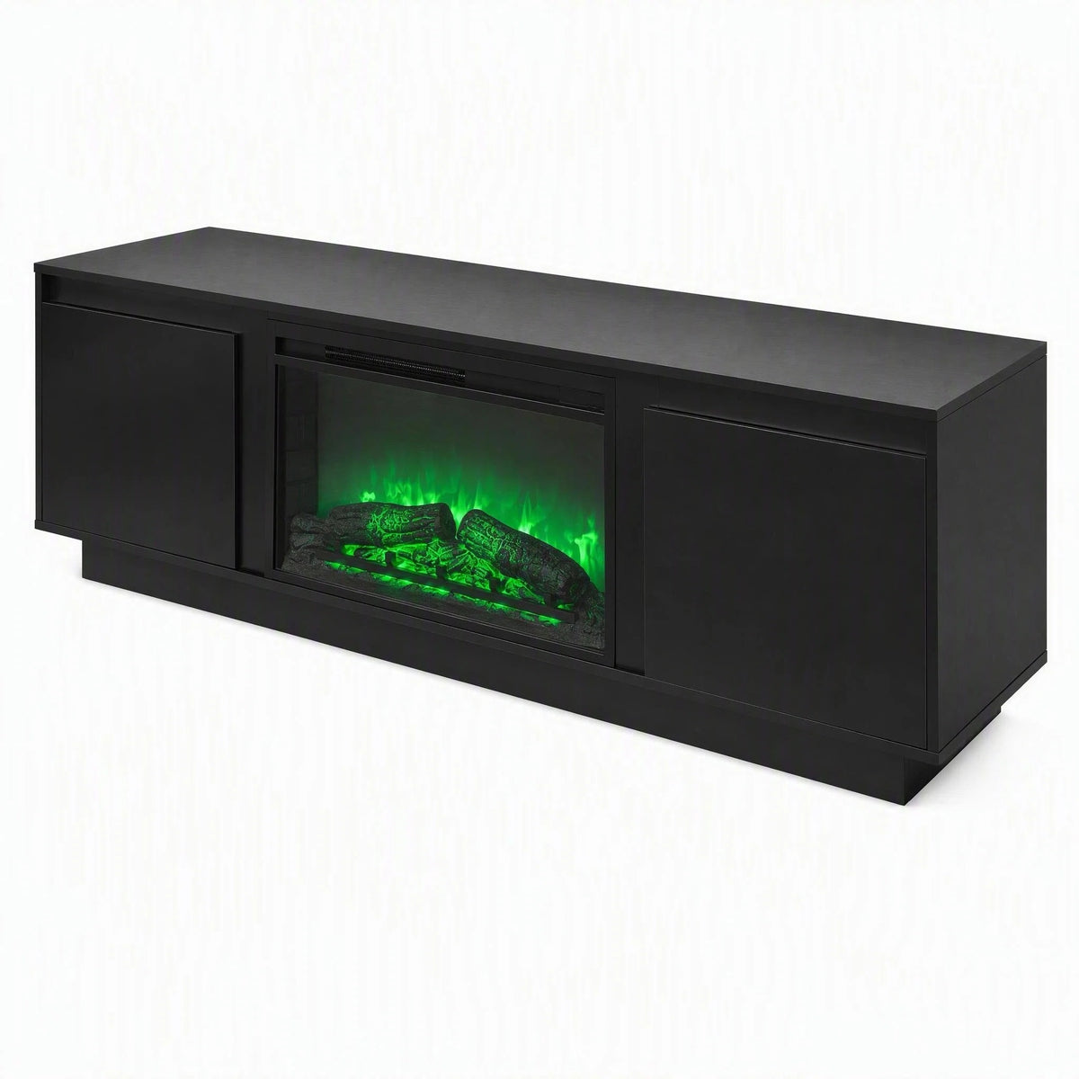 Tydimor TV Stand for TVs up to 70", Electric Fireplace Entertainment Center with Bottom LED Ambient Light, Media Console Cabinet with Side Storage Cabinets for Living Room