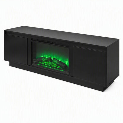 Tydimor TV Stand for TVs up to 70", Electric Fireplace Entertainment Center with Bottom LED Ambient Light, Media Console Cabinet with Side Storage Cabinets for Living Room