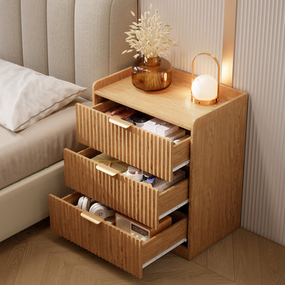 Tydimor Modern Nightstand with 3 Wooden Drawers, Bedside Table for Living Room, Wooden Finish,Set of two
