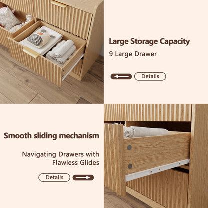 Tydimor Dressers for Bedroom 6 Drawers, Wide Chest of Drawers Storage Organizer, Wooden Cabinet with Anti-Tip Safety for Living Room, Hallway