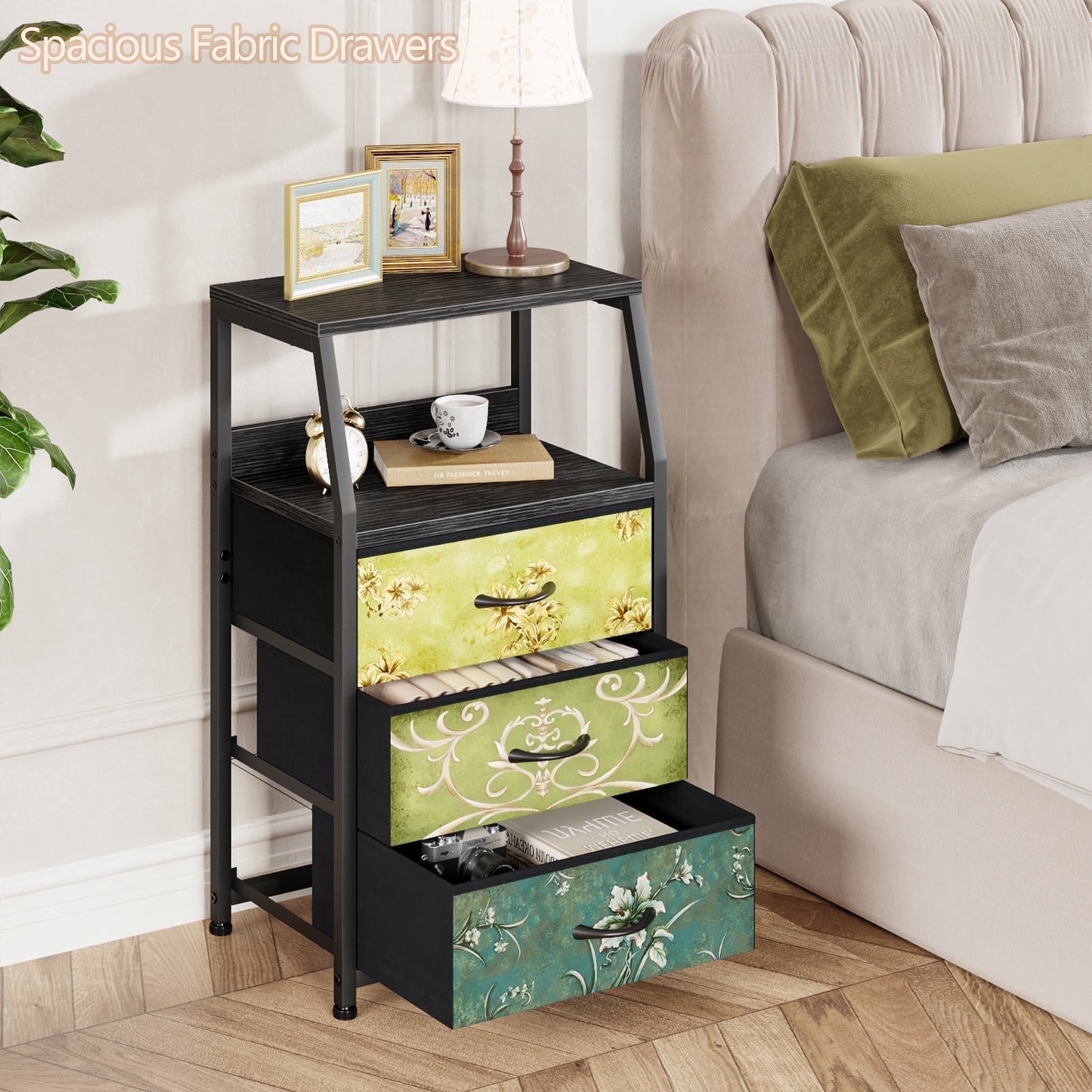 TYDIMOR Nightstand Bedside Table, 3 Drawer Dresser for Bedroom Furniture, Modern Style, Adults