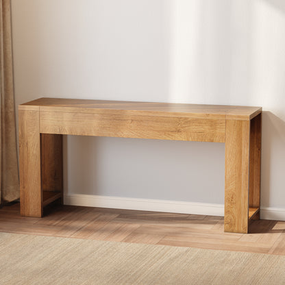 Satifur 60 Inch Wooden Console Table, Narrow Sofa Table Behind Couch with 2 Storage Drawers & 1.38" Thickened Tabletop, Long Entryway Table for Living Room Hallway, Natural Oak