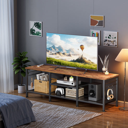 Tydimor Modern TV Stand for TVs up to 70" TVs, Media Console Table for Living Room, Entertainment Center with Storage, Rustic Brown