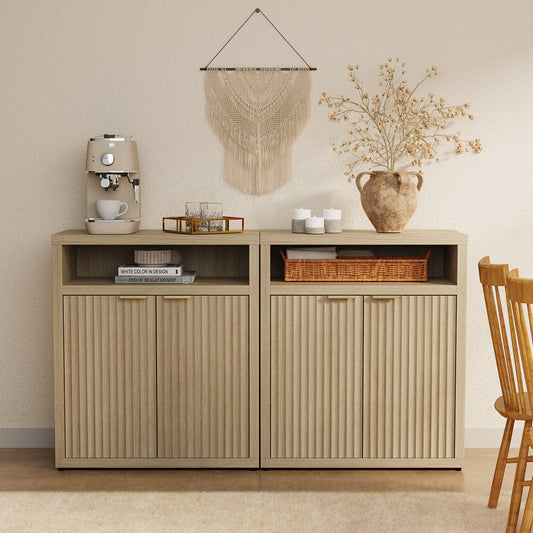 Satifur Sideboard Buffet Cabinet with Storage, Coffee Bar Station with Shelves & Doors, Modern Credenza for Kitchen, Dining Room, Natural