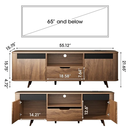 Tydimor TV Cabinet Stands for TVs up to 65", Entertainment Center with Storage Shelf & Outlet, Media Console Table with Drawers for Living Room