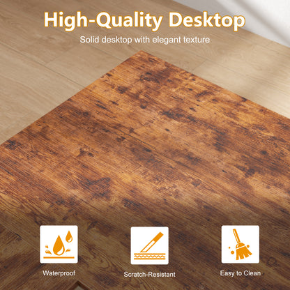 Satifur Electric Standing Desk 63" L-Shaped, Ergonomic Computer Desk with Memory Preset, Height Adjustable Sit Stand Desk with Hooks & Storage, Rustic