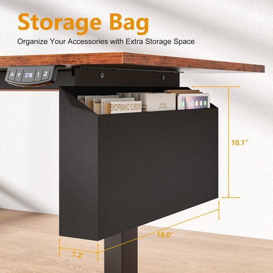 Satifur Electric Standing Desk 63" L-Shaped, Ergonomic Computer Desk with Memory Preset, Height Adjustable Sit Stand Desk with Hooks & Storage, Rustic