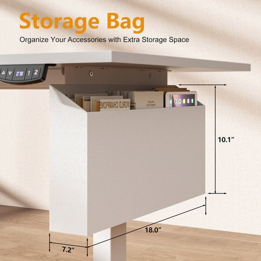 Satifur Electric Standing Desk 63" L-Shaped, Ergonomic Computer Desk with Memory Preset, Height Adjustable Sit Stand Desk with Hooks & Storage, White