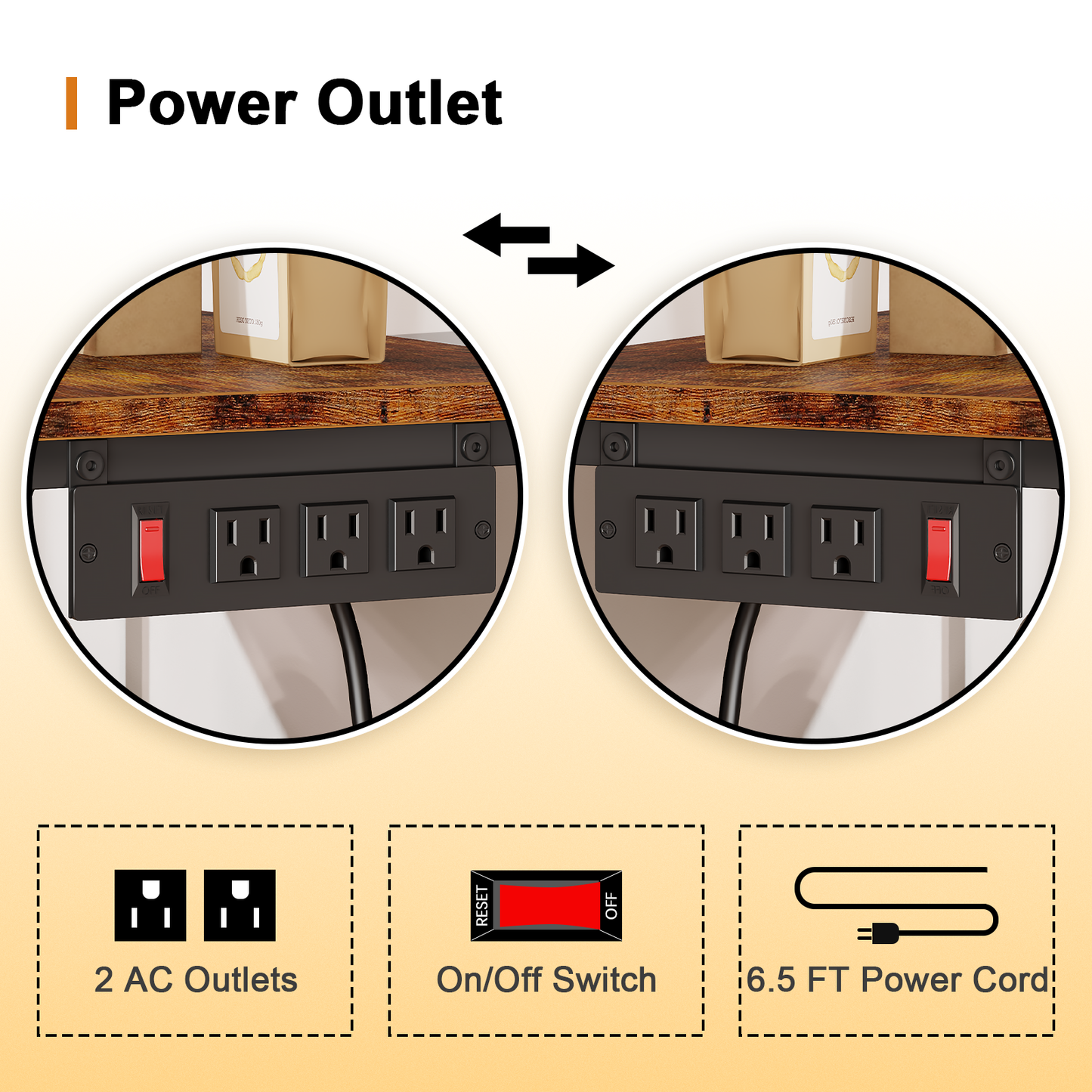 Tydimor Bakers Rack with Power Outlet, Kitchen Microwave Stand, 4-Tier Coffee Bar Table, Space-Saving Kitchen Storage Shelf, Rustic Brown
