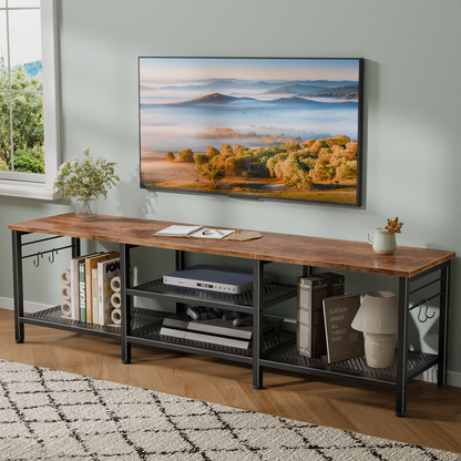 Tydimor Modern TV Stand for TVs up to 70" TVs, Media Console Table for Living Room, Entertainment Center with Storage, Rustic Brown
