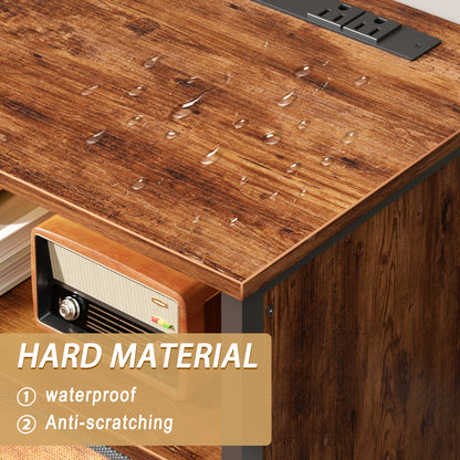 Tydimor Modern TV Stand for TVs up to 65", Media Console with 6 Drawers for Living Room, Entertainment Center with LED lights & Outlets, Rustic