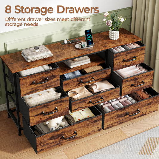 Tydimor TV Stand for TVs up to 55", Media Console for Living Room, Entertainment Center with Cabinet Storage, Rustic Brown