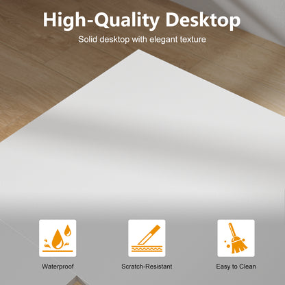 Satifur Electric Standing Desk 63" L-Shaped, Ergonomic Computer Desk with Memory Preset, Height Adjustable Sit Stand Desk with Hooks & Storage, White