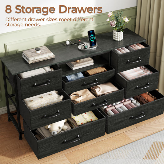 Tydimor TV Stand for TVs up to 55", Media Console for Living Room, Entertainment Center with Cabinet Storage, Black Oak