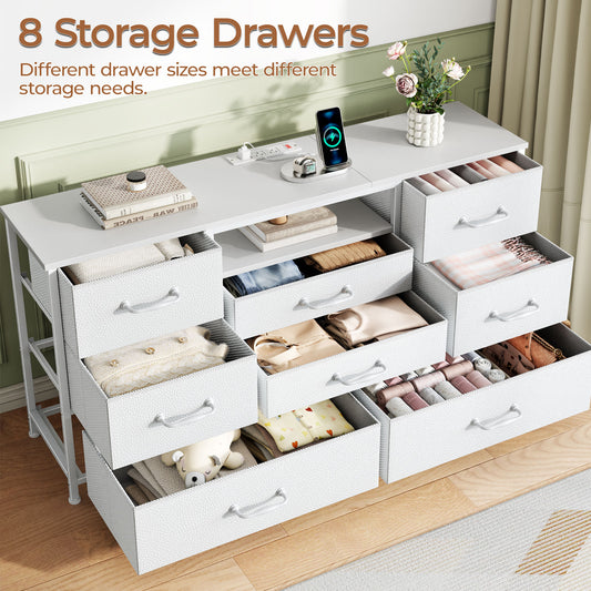 Tydimor TV Stand for TVs up to 55", Media Console for Living Room, Entertainment Center with Cabinet Storage, White