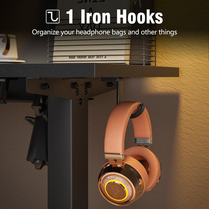 Satifur Electric Standing Desk 63" L-Shaped, Ergonomic Computer Desk with Memory Preset, Height Adjustable Sit Stand Desk with Hooks & Storage, Black