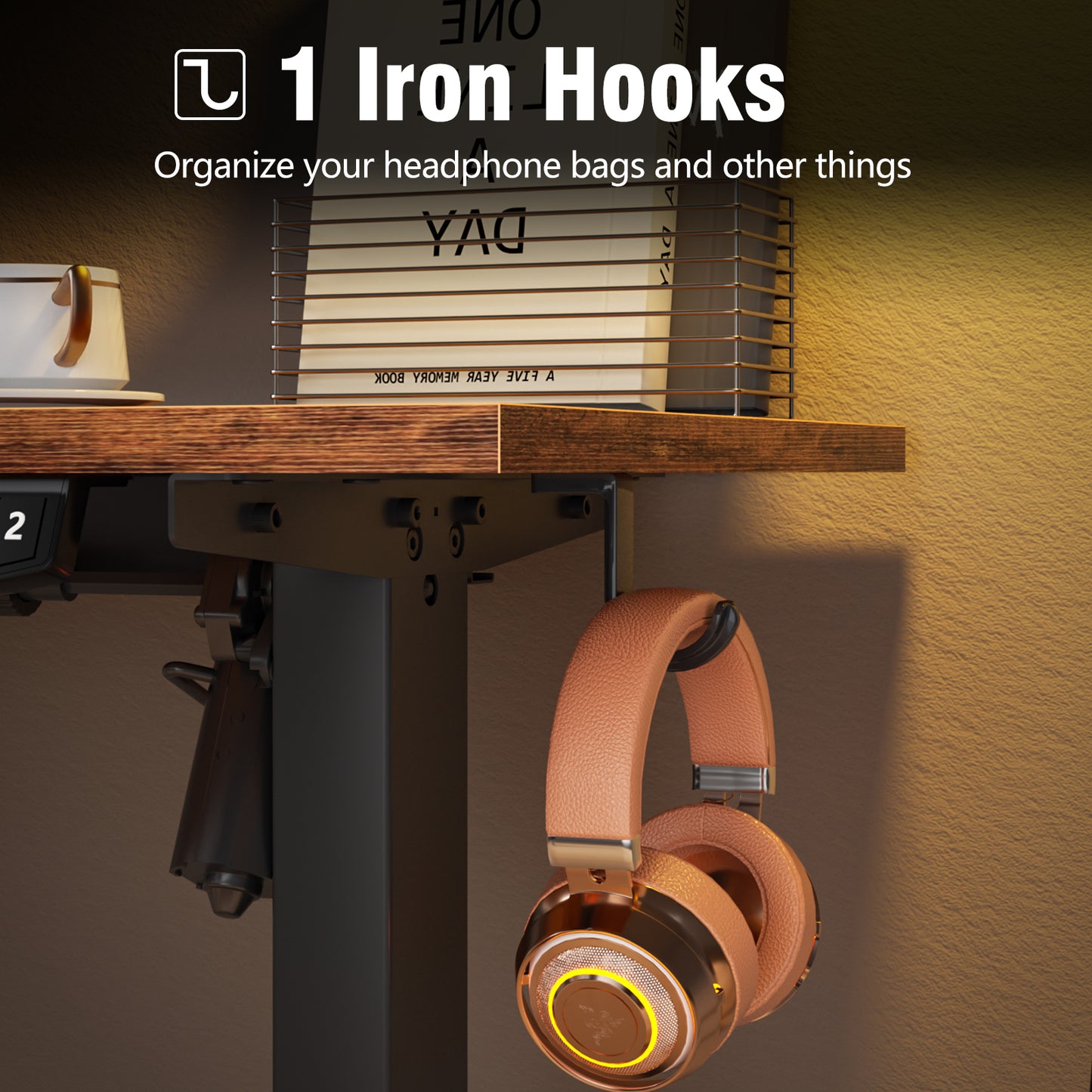 Satifur Electric Standing Desk 63" L-Shaped, Ergonomic Computer Desk with Memory Preset, Height Adjustable Sit Stand Desk with Hooks & Storage, Rustic