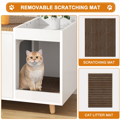 Satifur Cat House,Hidden Litter Box Cabinet Furniture, Dog Crate, White