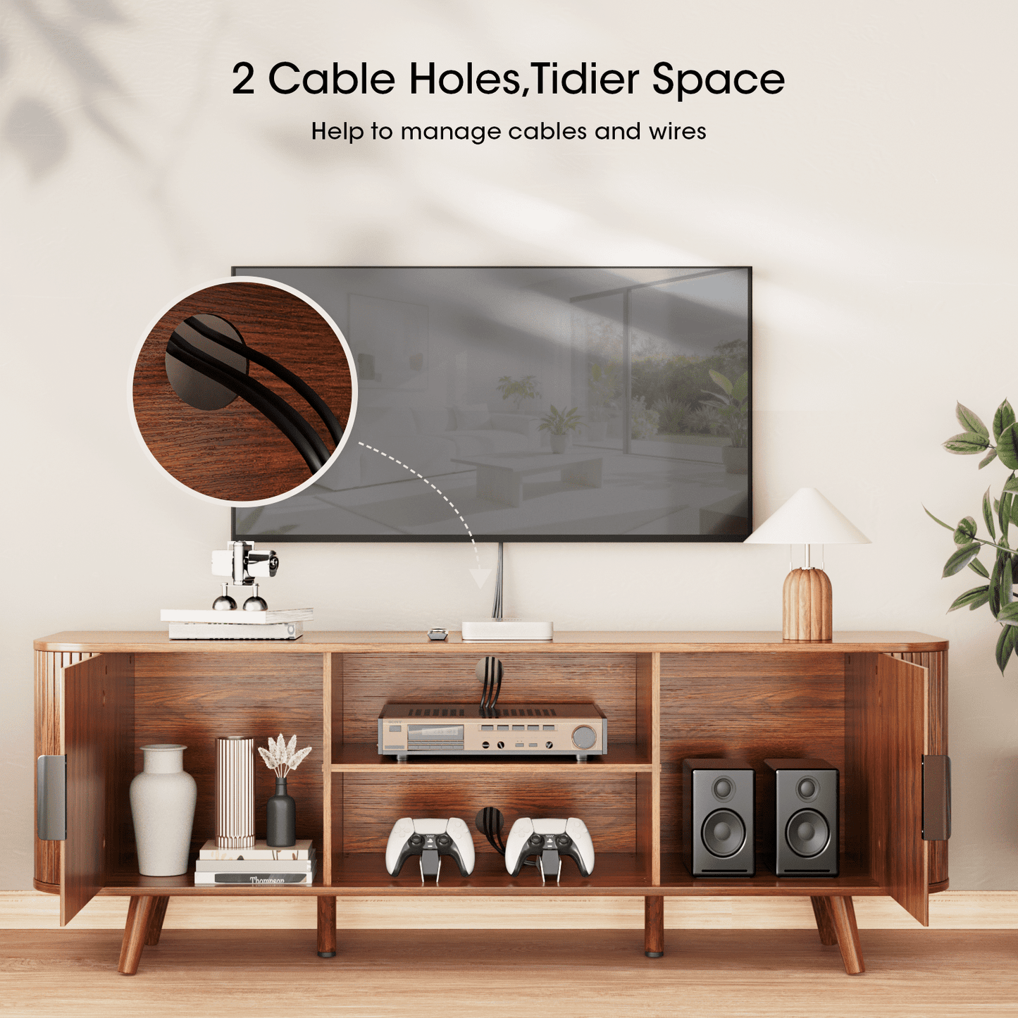 Tydimor 63 inch TV Cabinet Stands for TVs up to 65", Entertainment Center with Storage Shelf, Media Console Table with Drawers for Living Room