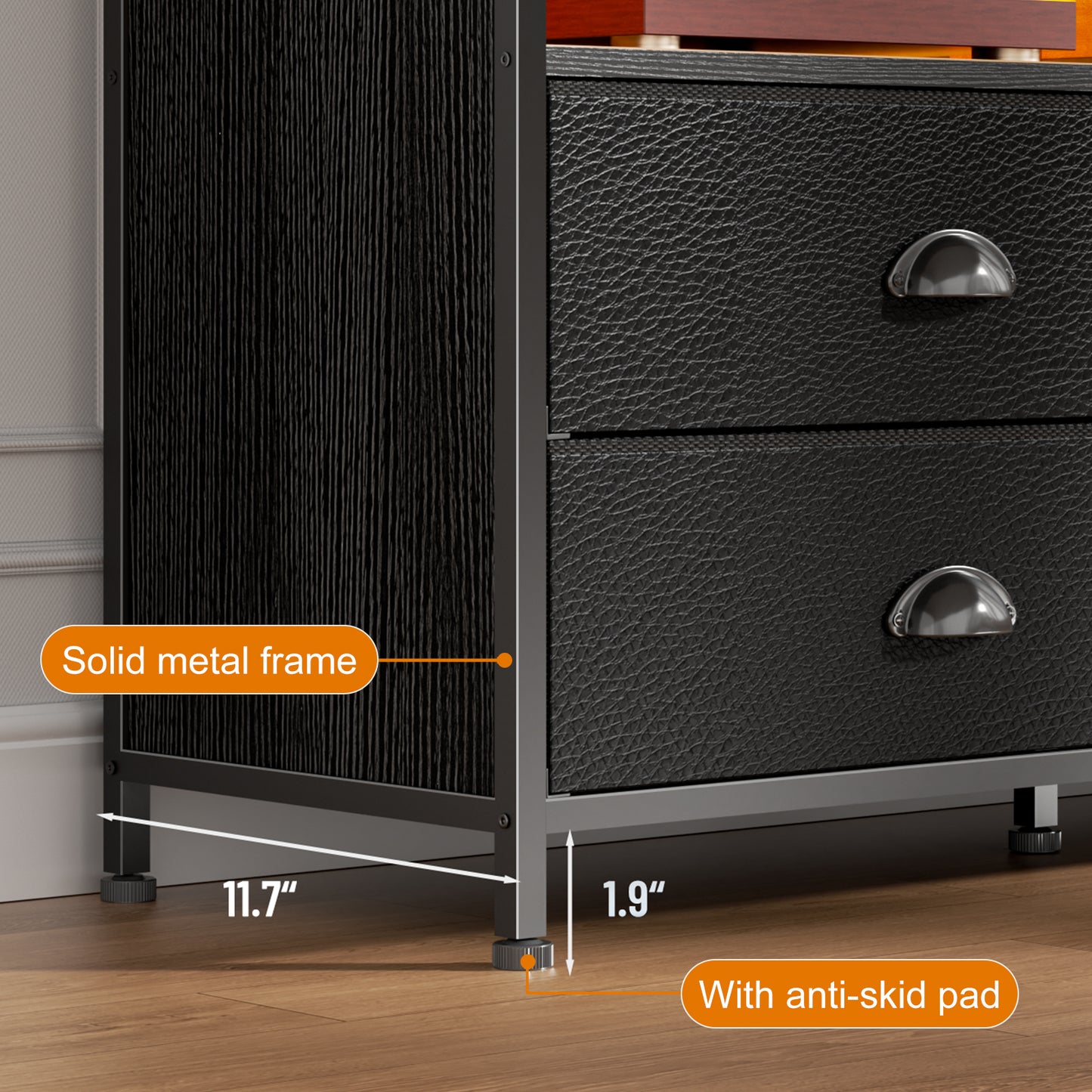 Tydimor Modern TV Stand for TVs up to 55", Media Console with 6 Drawers for Living Room, Entertainment Center with LED lights and Power Outlets, Black