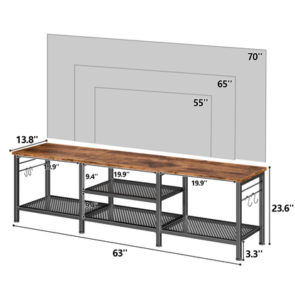 Tydimor Modern TV Stand for TVs up to 70" TVs, Media Console Table for Living Room, Entertainment Center with Storage, Rustic Brown