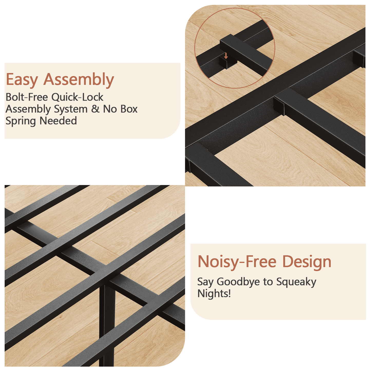 Tydimor Upholstered Underbed Storage Bed Frames with Charging Station£¬LED Queen Size Bed Frame with Storage Shelves, Niose Free