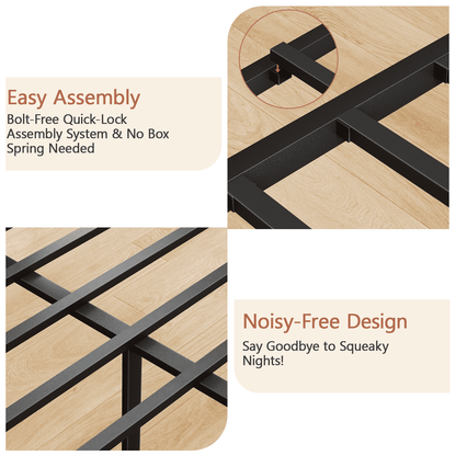 Tydimor Upholstered Underbed Storage Bed Frames with Charging Station£¬LED Queen Size Bed Frame with Storage Shelves, Niose Free