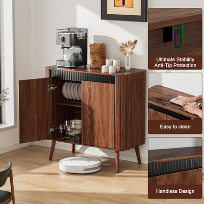 Satifur Sideboard Buffet Cabinet 31.5" Storage Cabinet with Handless Doors, Adjustable Shelves for Kitchen, Living Room, Hallway, Entryway