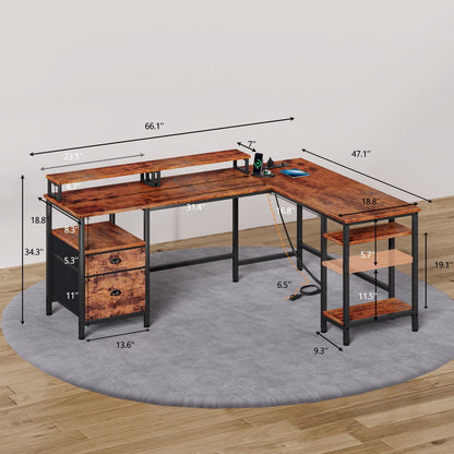 Hexmn Smart Workstation, Computer Desk with Built-In Power Outlets & Dual Monitor Stand for an Efficient Workspace