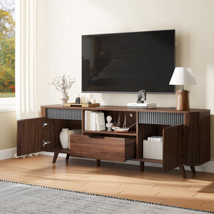 Tydimor TV Cabinet Stands for TVs up to 70", Entertainment Center with Storage Shelf & Outlet, Media Console Table with Drawers for Living Room
