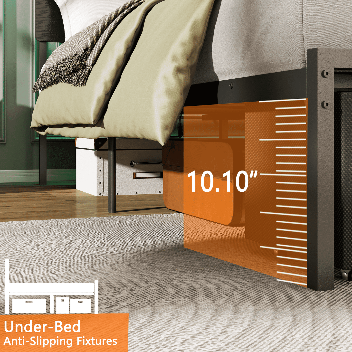 Tydimor Full Size Bed Frame with 2 Drawers & LED Lights & Charging Station, Beds with Headboard & 10.10" Under Bed Storage, No Box Spring Needed, Easy Assembly, Black