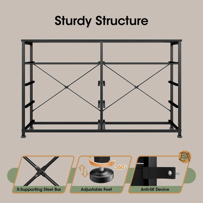 Tydimor Fabric Storage Dresser with 10 Drawers for Bedroom, Modern Wide Chest for Living Room, Black Oak