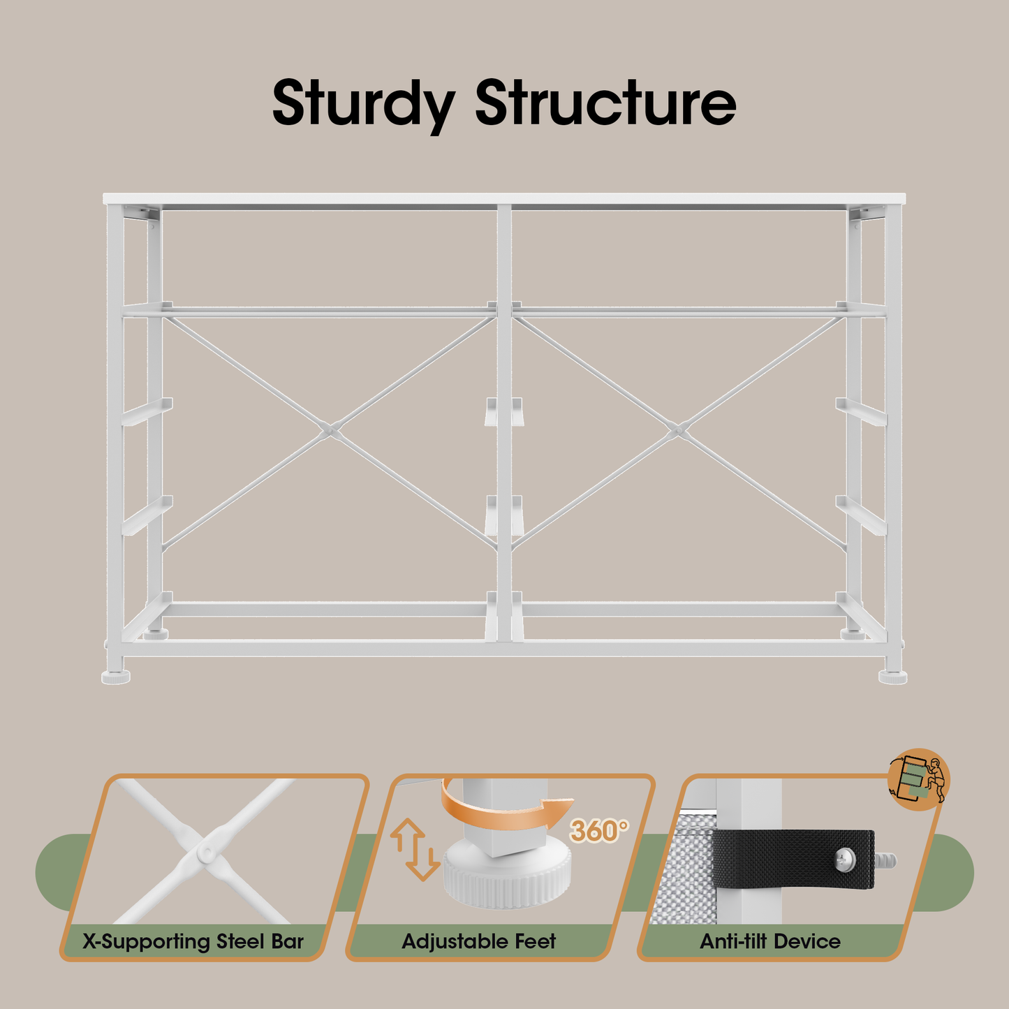 Tydimor Fabric Storage Dresser with 10 Drawers for Bedroom, Modern Wide Chest for Living Room, White