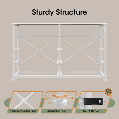Tydimor Fabric Storage Dresser with 10 Drawers for Bedroom, Modern Wide Chest for Living Room, White