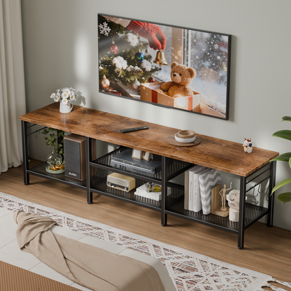 Tydimor Modern TV Stand for TVs up to 70" TVs, Media Console Table for Living Room, Entertainment Center with Storage, Rustic Brown
